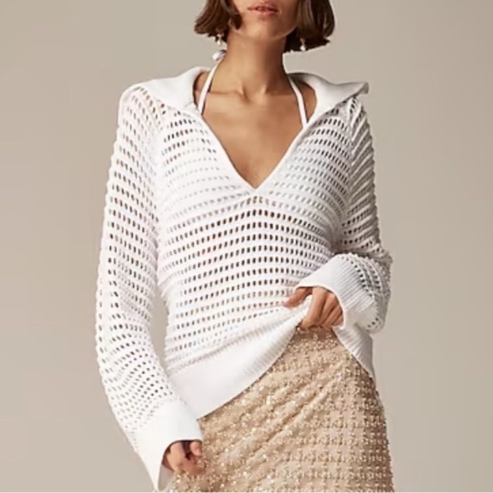J. Crew Open Knit Crochet Sweater size xs EUC